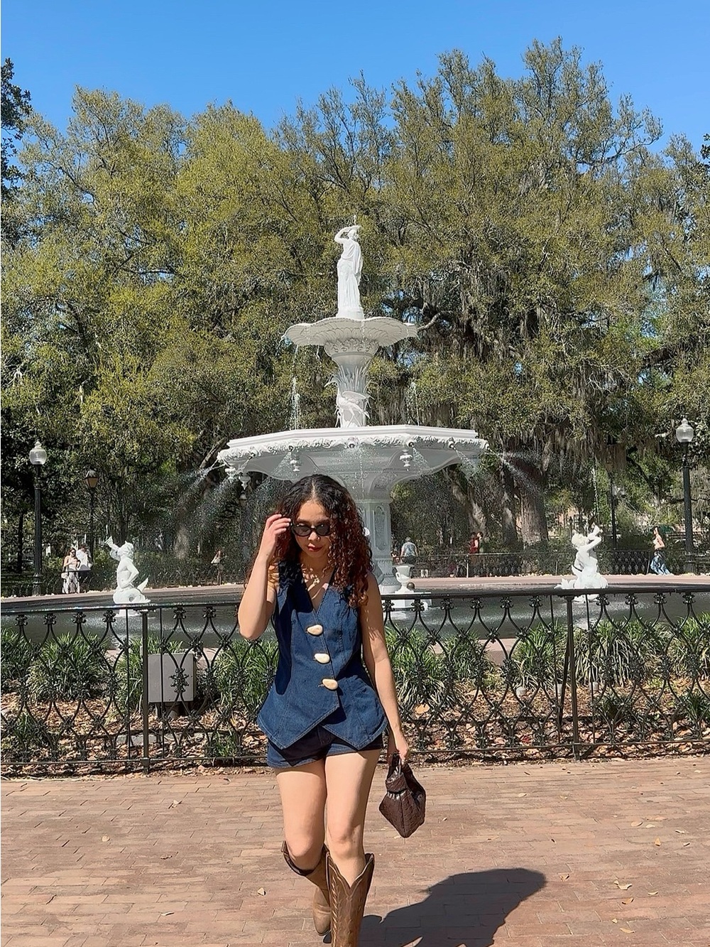 Sleeveless Dark Blue Button-Front Vest Top